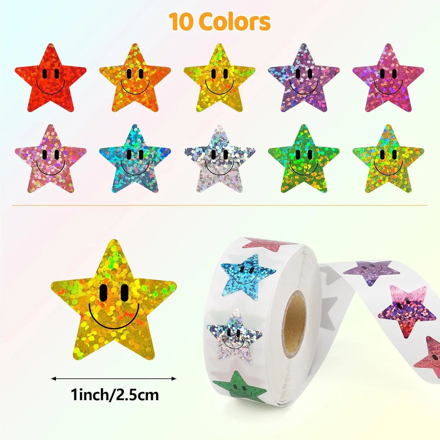 500pcs/roll Smile Face Star Stickers Thank You Stickers Photocard Decor Packaging Pack Stickers Roll Rolling Lables
