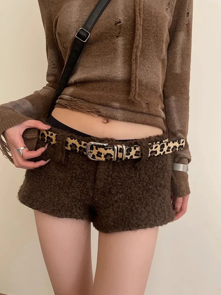 Fashion And Personality Belt Female Design Feeling Small Leopard Print Snake Skin Cool Cool N Spice Girl Style All-In-One Belt