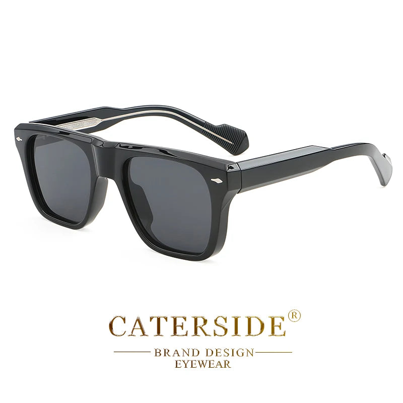 CATERSIDE Retro Sunglasses Men's Large Frame Propionic Core Insert Temple Sun Glasses Women's Party Outdoor Travel Eyewear