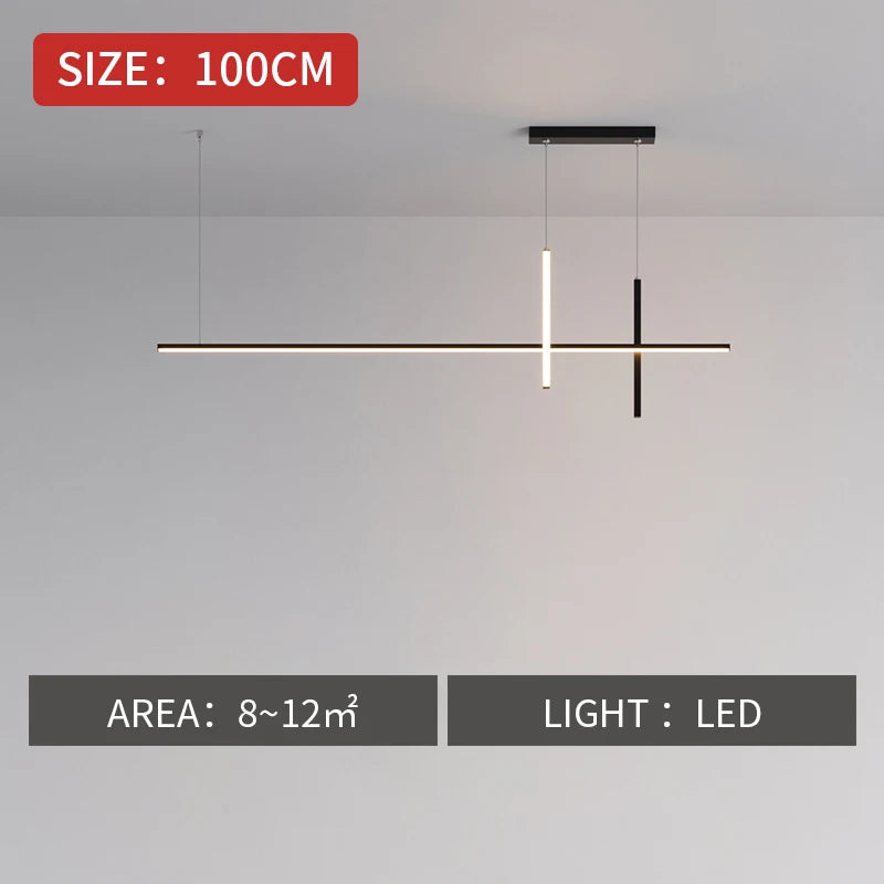 Modern Minimalist Led Chandelier Dimmable Room Kitchen Bar Black Pendant Lights