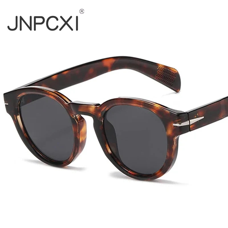 JNPCXI New Retro Round Punk Men Sunglasses Fashion Brand Designer Women Rivets Sun Glasses Shades UV400