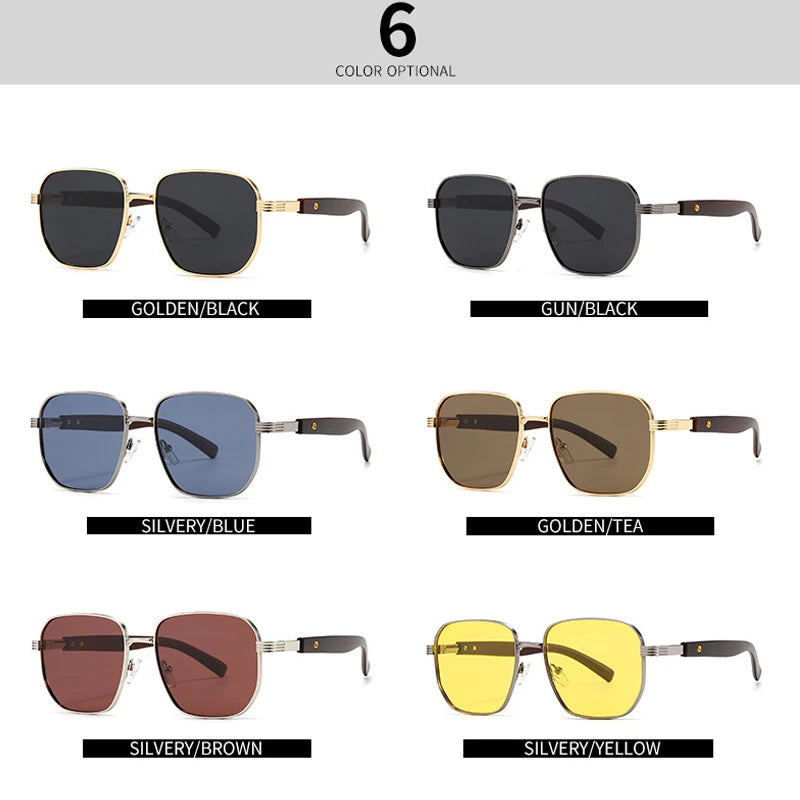 JNPCXI Polarized Fashion Square Sunglasses Men Retro Rivets Silver Blue Gradient Shades UV400 Women Sun Glasses