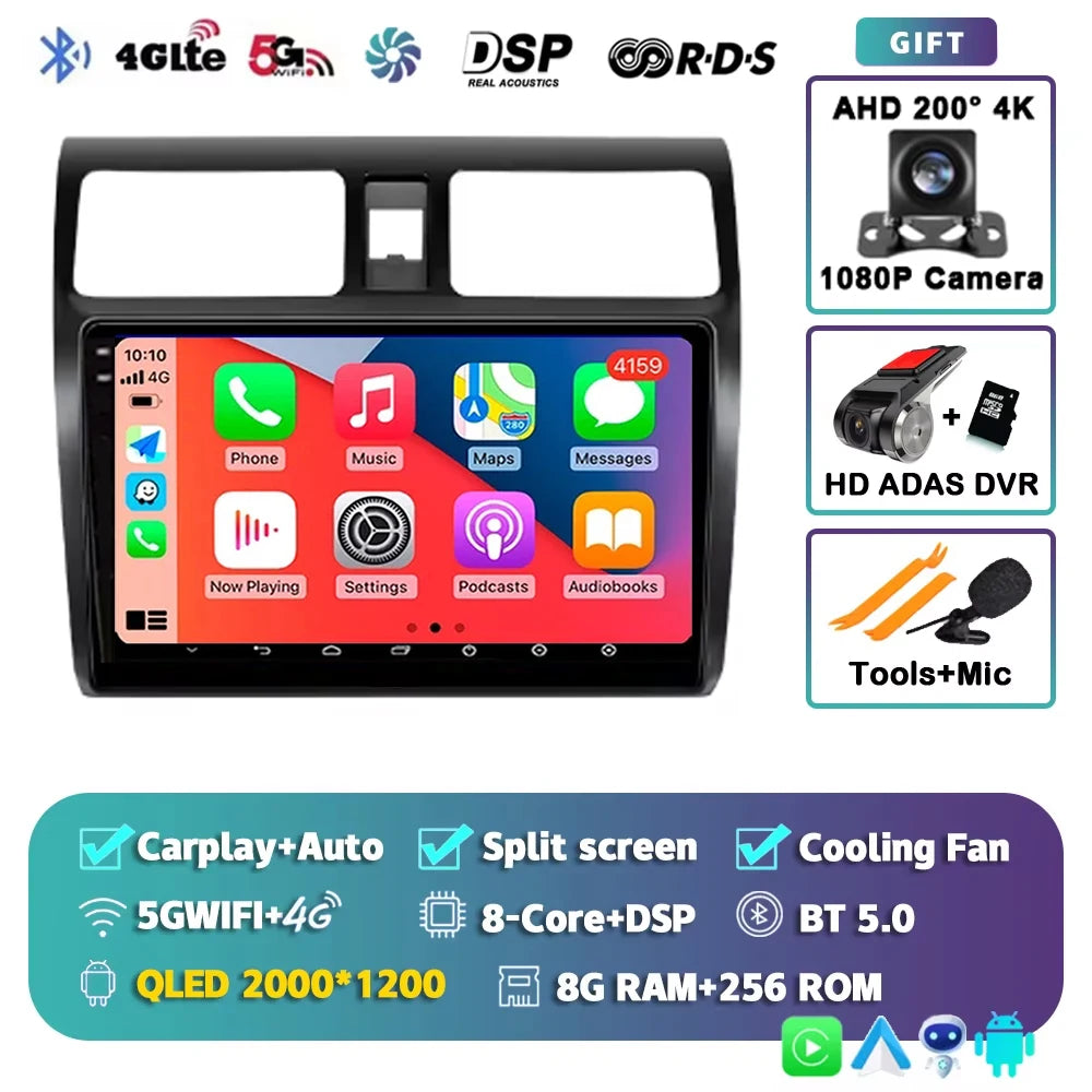 Android 15 2K 12+256GB  For Suzuki Swift 2003 - 2010 Car Radio Multimedia Video Player wireless Carplay Android Auto GPS stereo