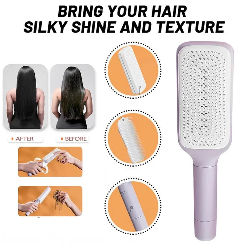 Self-Cleaning Retractable Hairbrush Anti-Static Scalp Massage Hair Loss Comb