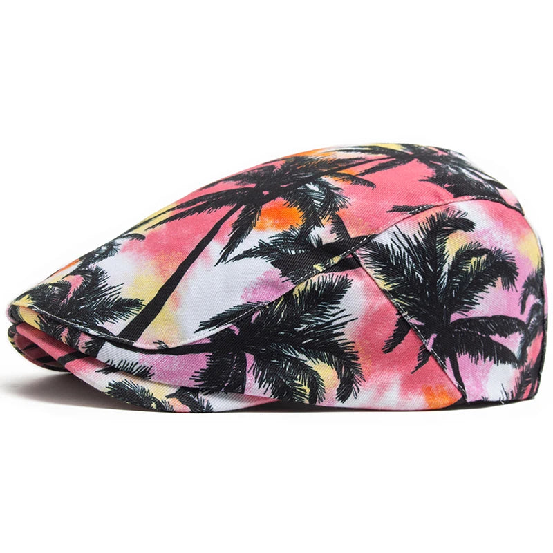 Vacation Style Men Women Beret Summer Fashion Print Cotton Soft Top Beach Visor Hat Casual Painter Berets Unisex Adjustable