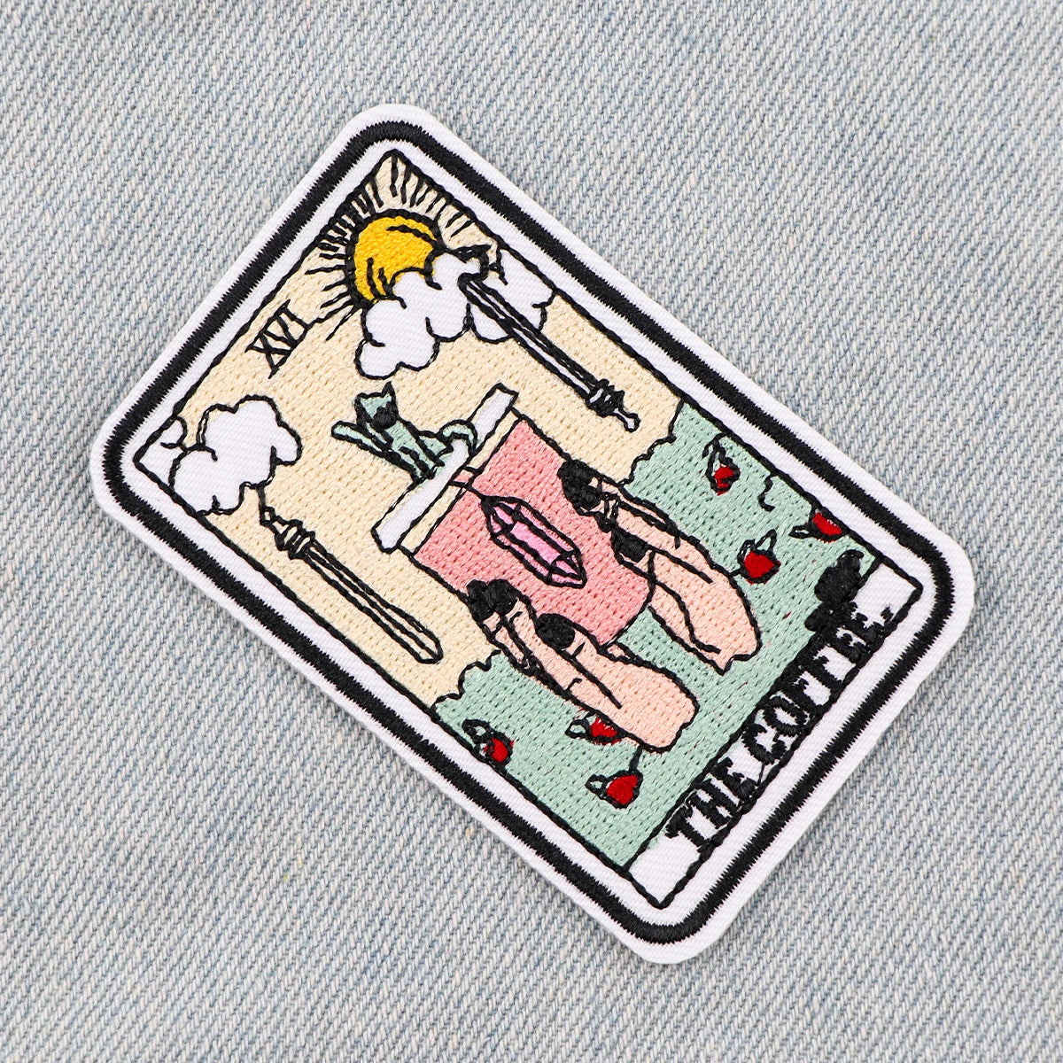 Tarot Card Patch COFFEE Embroidery Patch Iron On Patches For Clothing Thermoadhesive Patches On Clothes DIY Sew Badges