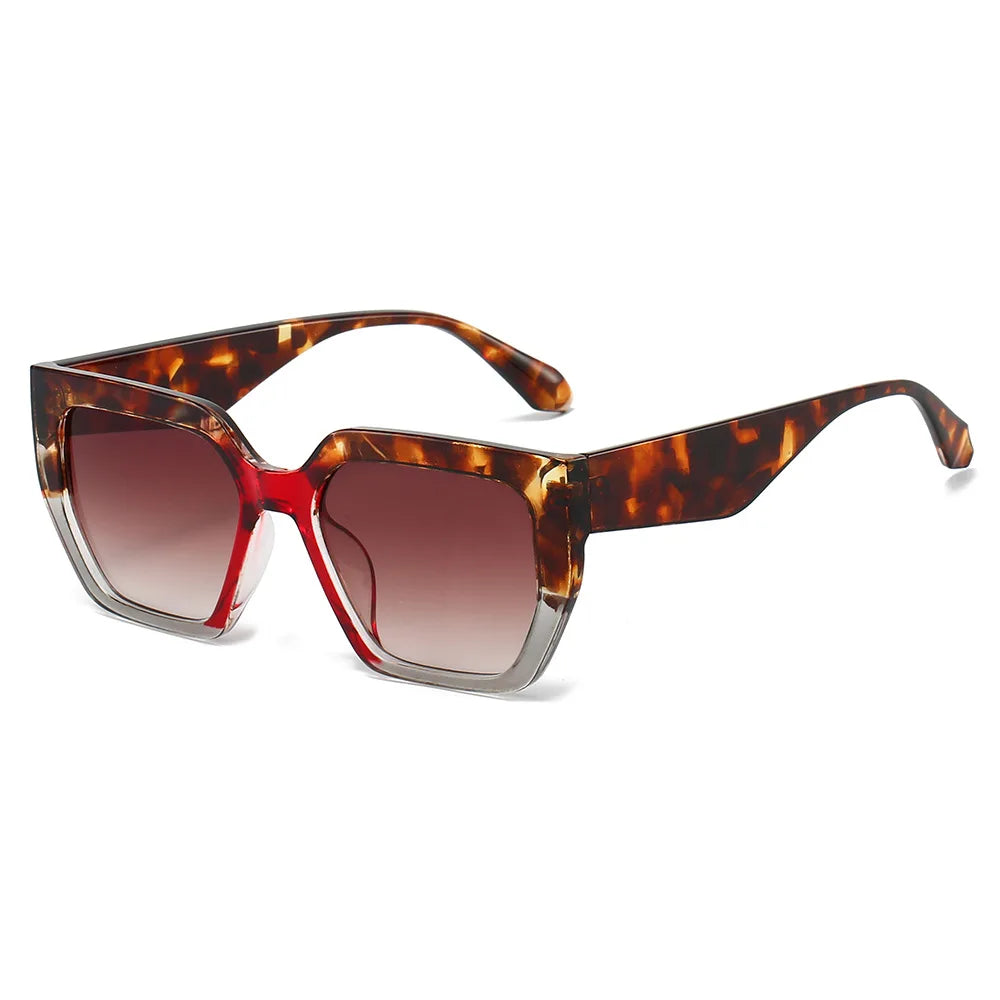 JNPCXI Ins Popular Fashion Square Sunglasses Women Retro Rivets Men Trending Leopard Green Sun Glasses Shades UV400