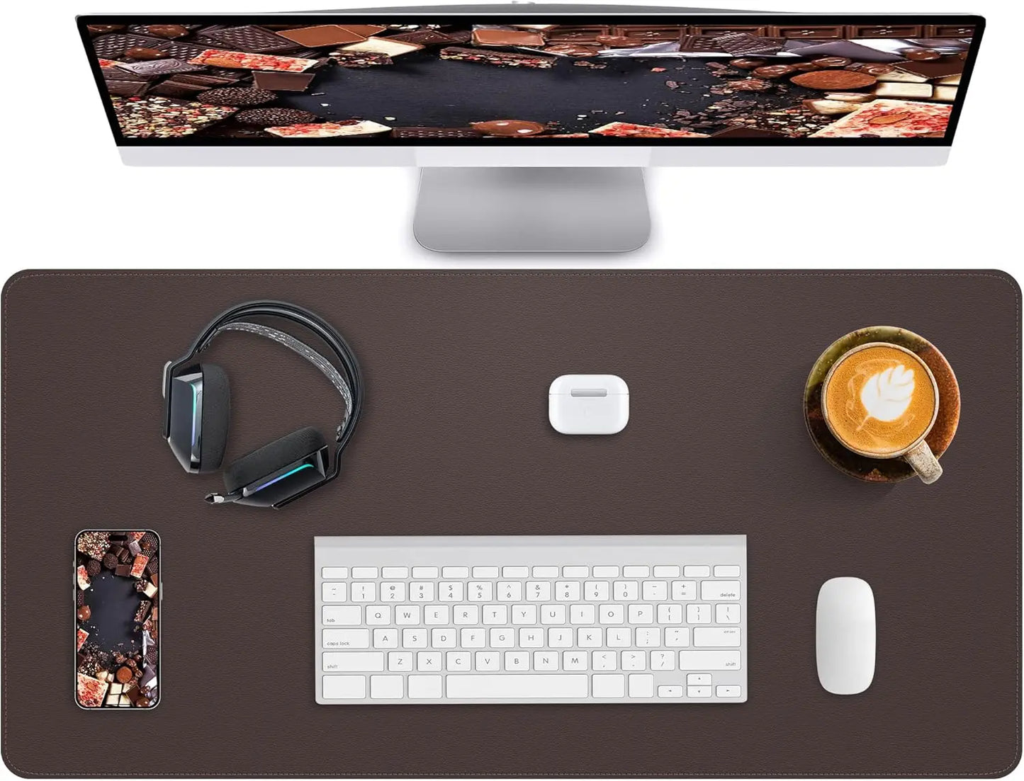 Mouse Pad Portable Mousepad Large Office Waterproof Non-slip PU Suede Stitched Edges Desk Mat Computer Keyboard Desk Pad
