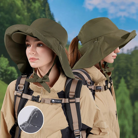 8921Springsummer outdoor double large roof sunscreen hat Korean fashion shawl visor children's quick-drying waterproof fisherma