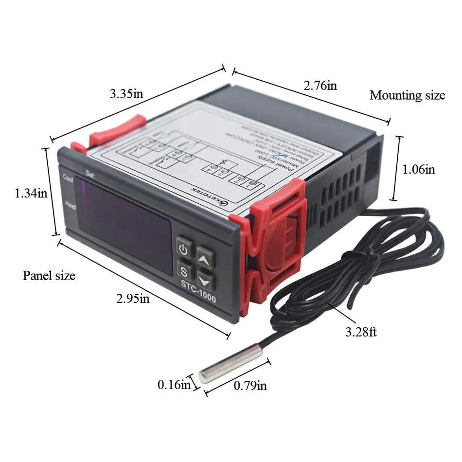 1/2p STC-1000 Digital LED Temperature Controller Heating Cooling Centigrade Thermostat 2 Relays Output NTC Sensor Probe 110-220v