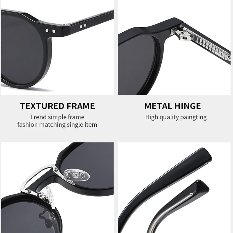 JNPCXI New Round Sunglasses Women Rivets Punk Gray Shades UV400 Fashion Men Clear Anti Blue Light Glasses Frame