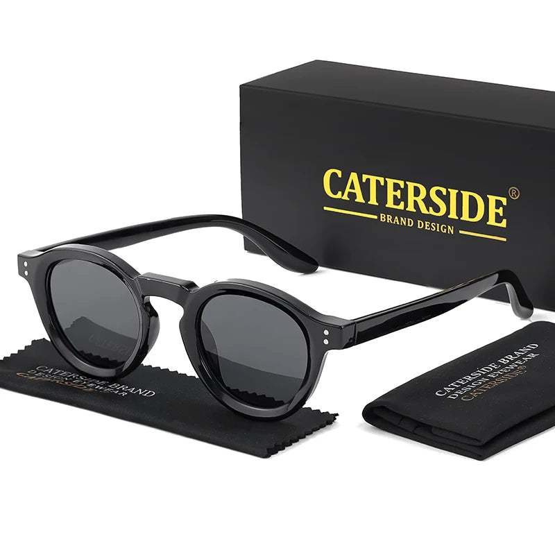 CATERSIDE Round Polarized Sunglasses Men Retro TR90 High-Quality TAC Lenses Sun Glasses Women Driving Fishing Eyewear Travel