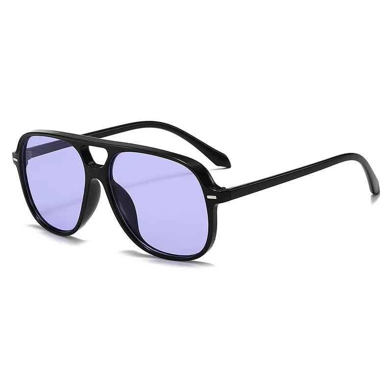JNPCXI New Vintage Double Bridges Men Square Sunglasses Fashion Green Ocean Lens Eyewear Women Trending Rivets Sun Glasses UV400