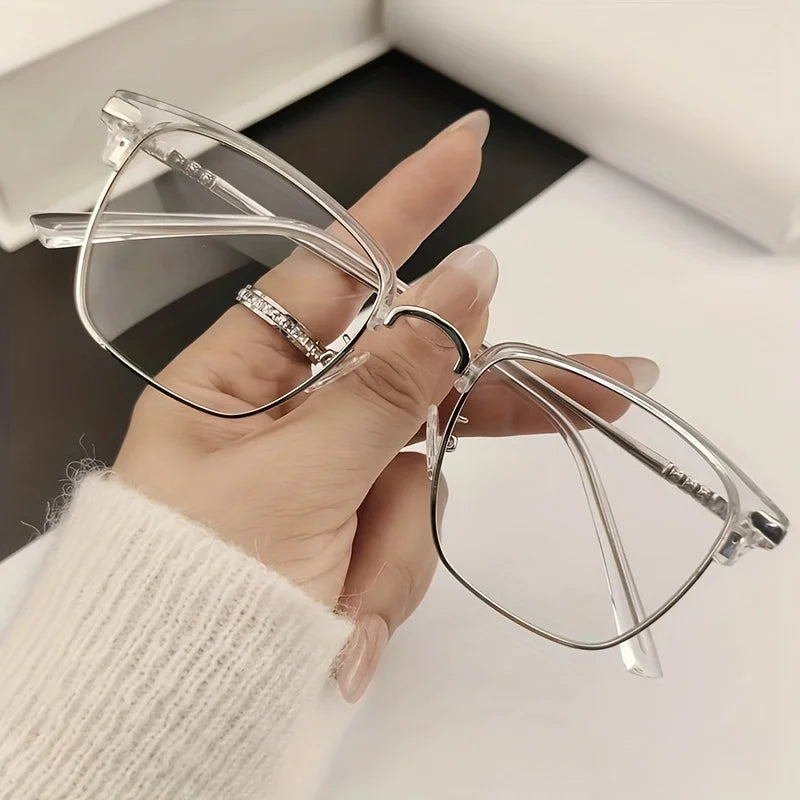 Fashion Ladies Anti-Radiation Anti-Blue Light Square Glasses With High Quality Metal Glasses Frame Women