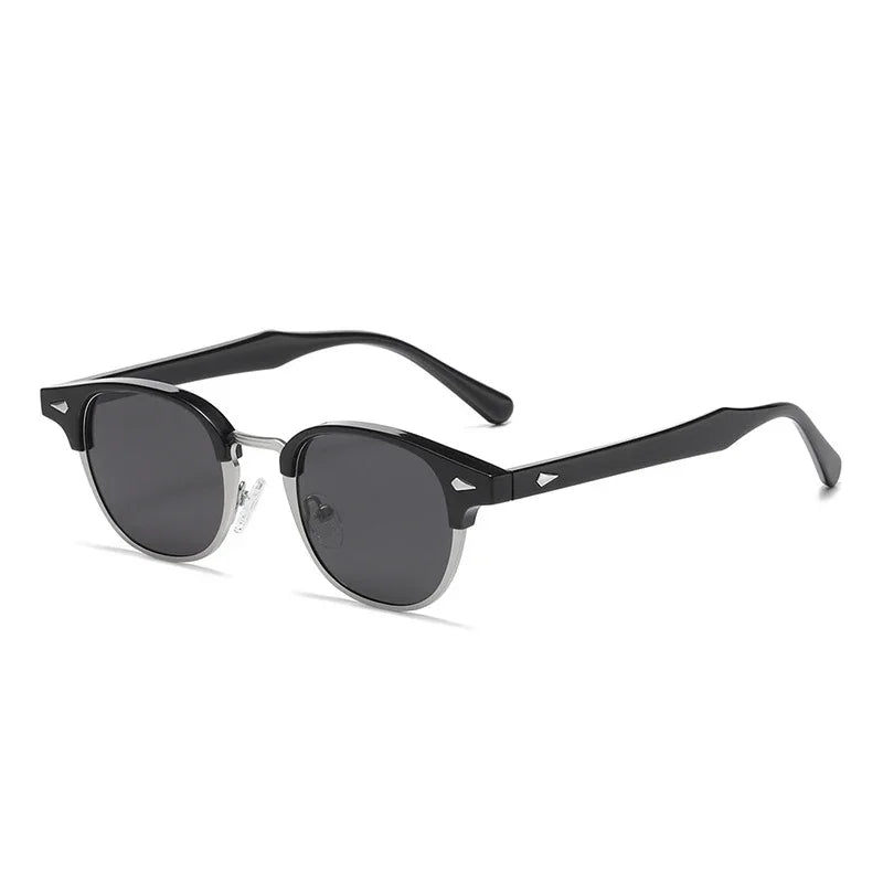 JNPCXI New Retro Classic Semi-Metal Oval Women Sunglasses Fashion Punk Men Rivets Shades UV400 Sun Glasses