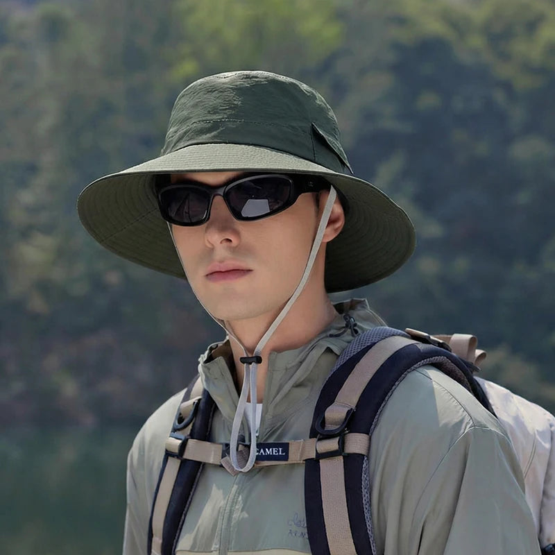 6153-New spring and summer style outdoor sun hat for men - hiking, fishing, camping, sun protection hat, wide brimmed boater hat