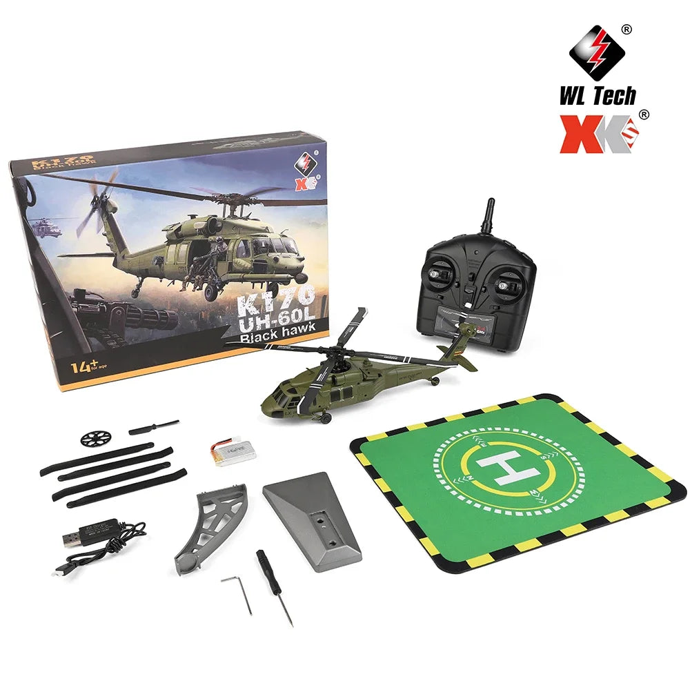 K170 RC Helicopter UH-60L 4 Channel Remote Control brushless, Gyro and LED Light