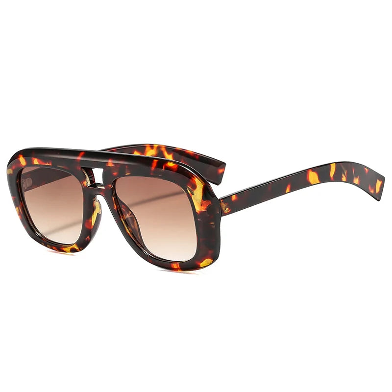 JNPCXI New Retro Double Bridges Square Sunglasses Women Fashion Red Gradient Shades UV400 Men Trending Sun Glasses