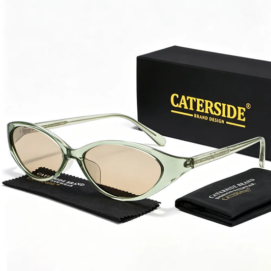 CATERSIDE New Fashionable Women's Sunglasses High-Quality Pc Oval Small Frame Men's Outdoor Travel Driving Sun Glasses UV400