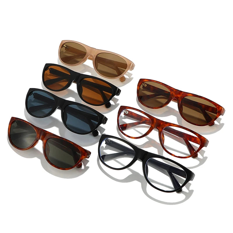 JNPCXI New Fashion Pilot Cat Eye Sunglasses Women Retro Rivets Shades UV400 Men Clear Lens Frame