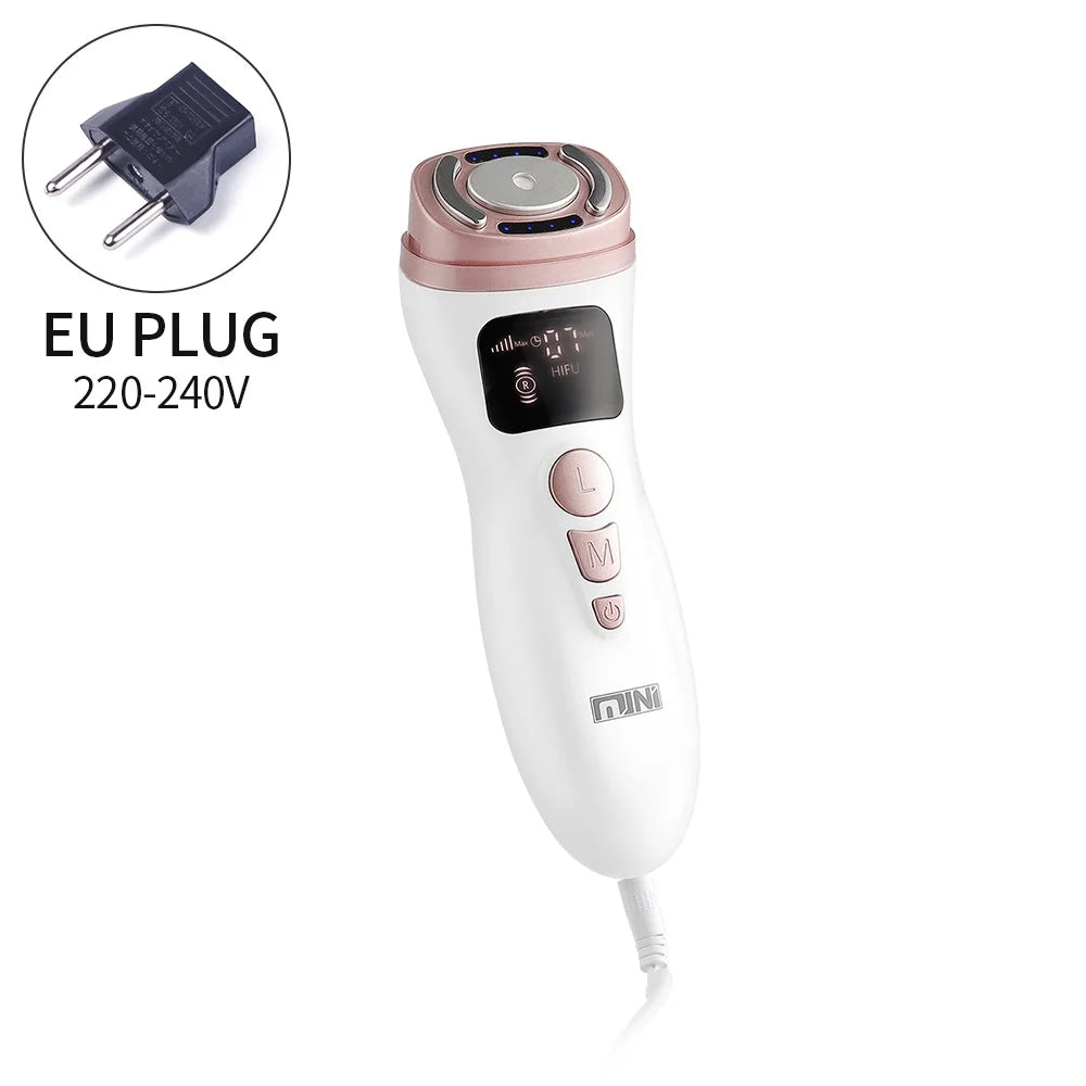 Mini HIFU Machine Ultrasonic RF EMS HIFU Skin Tightening Facial Lifting Device Face Chin Neck Eye Anti Wrinkle Massager Home Use