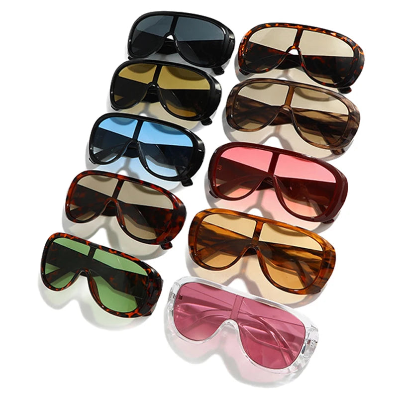 JNPCXI New Oversized Pilot One Piece Sunglasses Women Fashion Gradient Shades UV400 Men Trending Punk Outdoor Sun Glasses