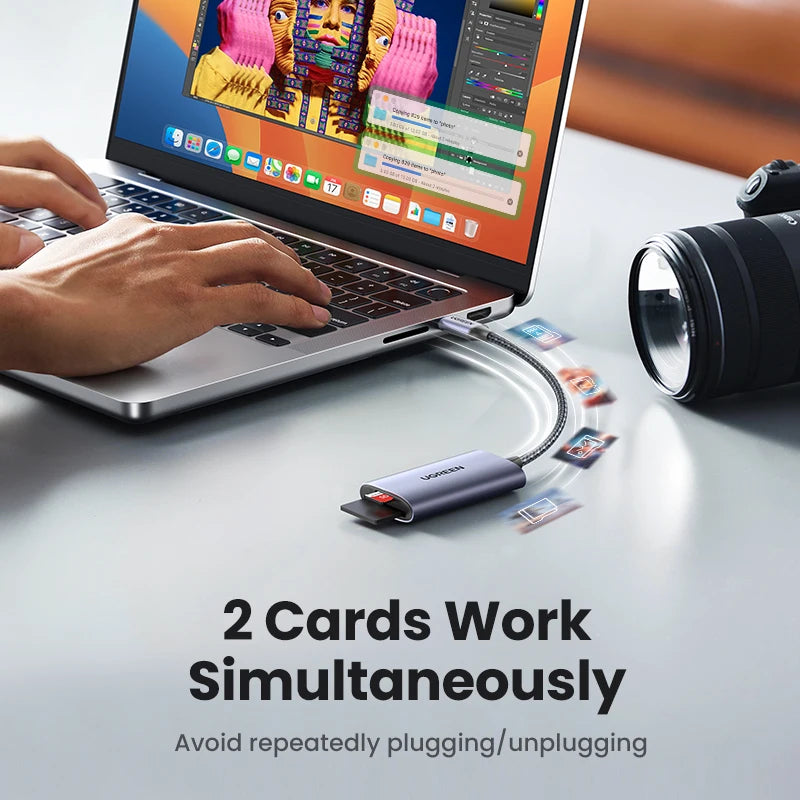 Card Reader 170MB/s USB-C to SD MicroSD TF Memory Card Adapter for Phone Latop