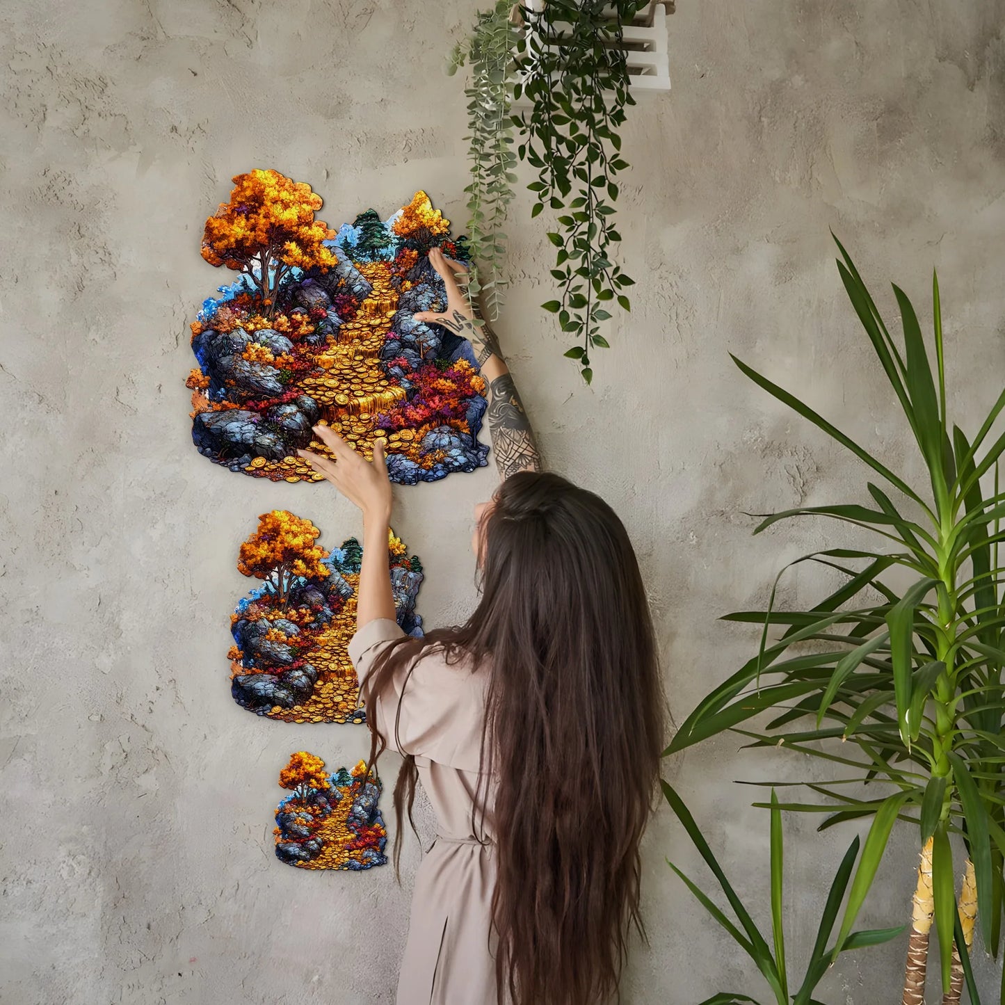 Autumn Scenery Wooden Jigsaw Puzzle Art Style Wooden Decor Painting Christmas and Halloween Gift Toy for Teen and Kid