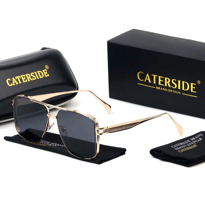 Caterside New Gradient Square Metal Frame Men's Sunglasses Fashion Vintage Women Sun Glasses UV400 Driving Fishing The Best Gift