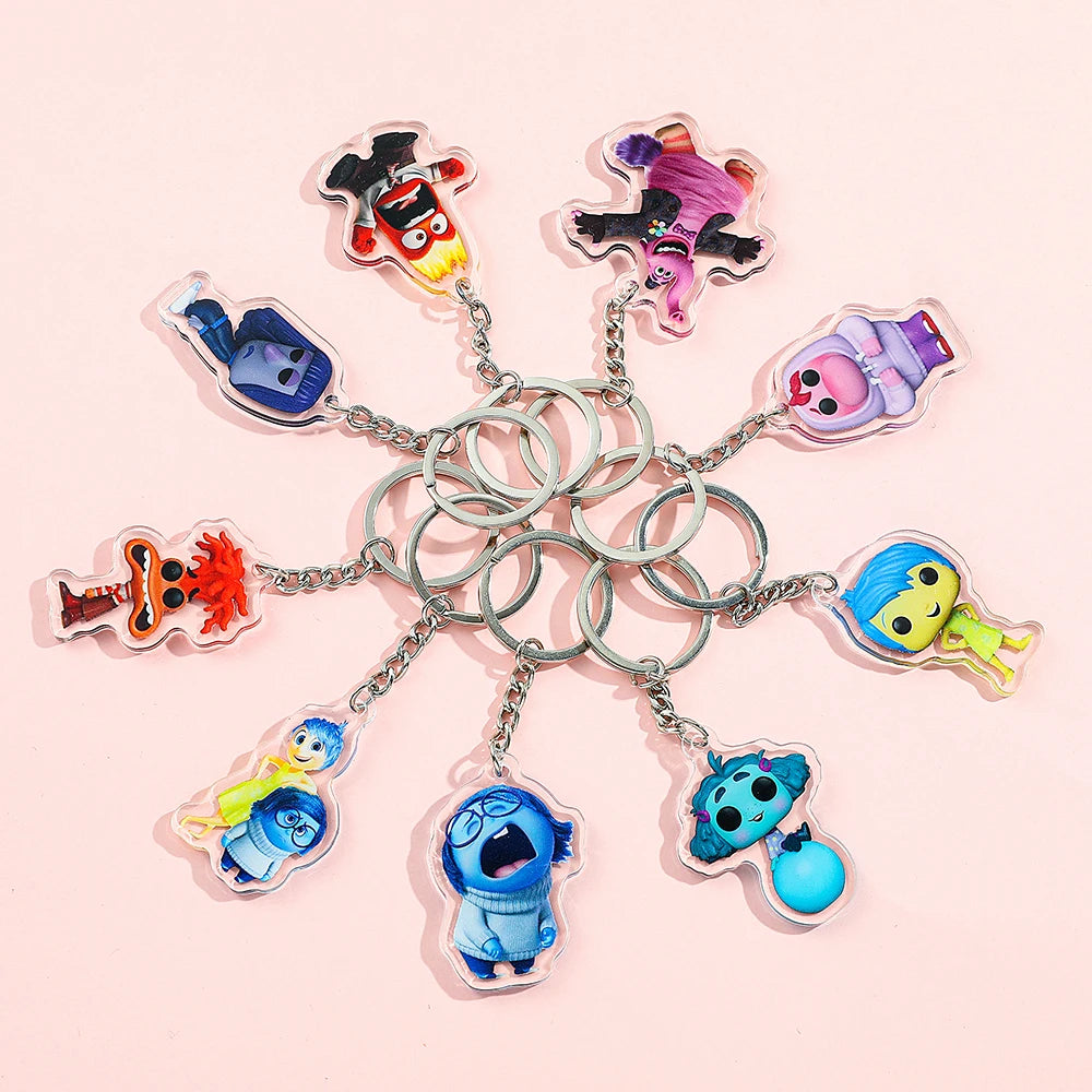 inside out Anime Keychain - Joy Anger Sadness Happiness Five Emotions Character Backpack Jewelry Accessory for Men & Women