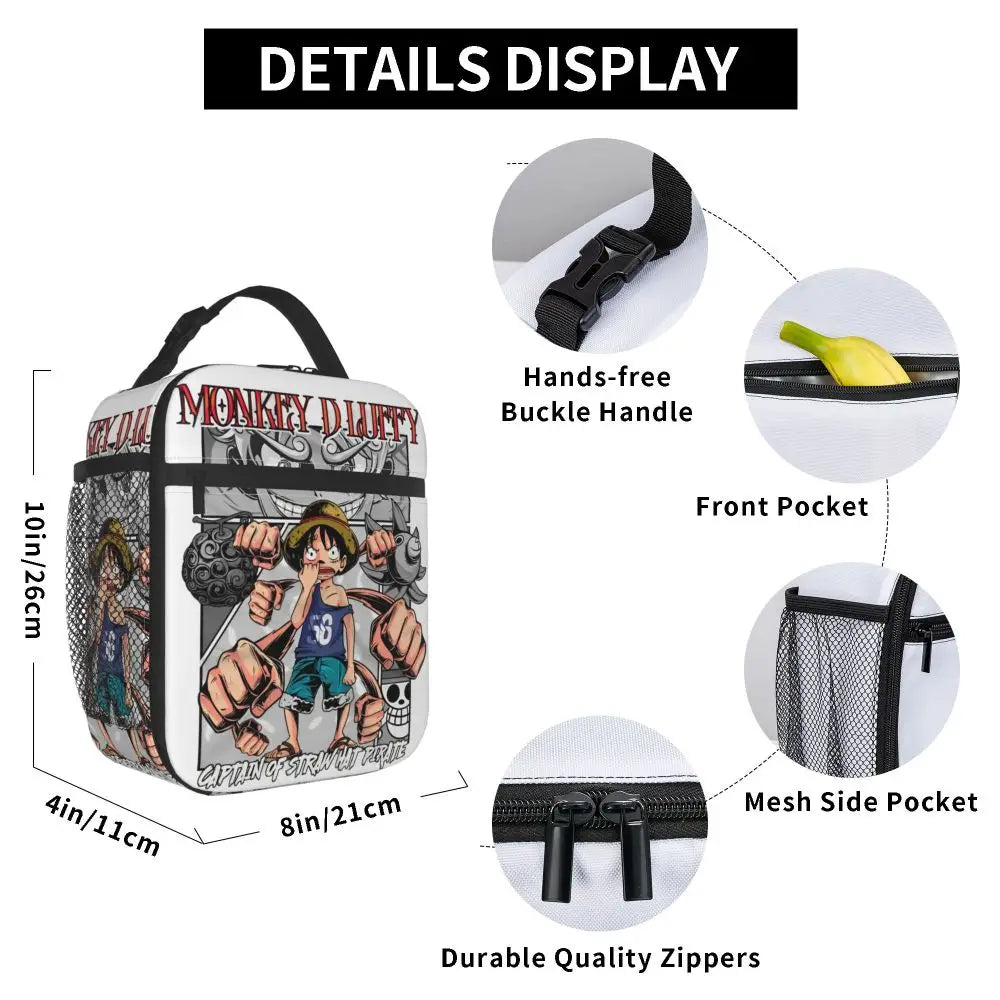 One Piece Monkey D Luffy Anime Insulated Lunch Thermal Bag Work School Bag M16