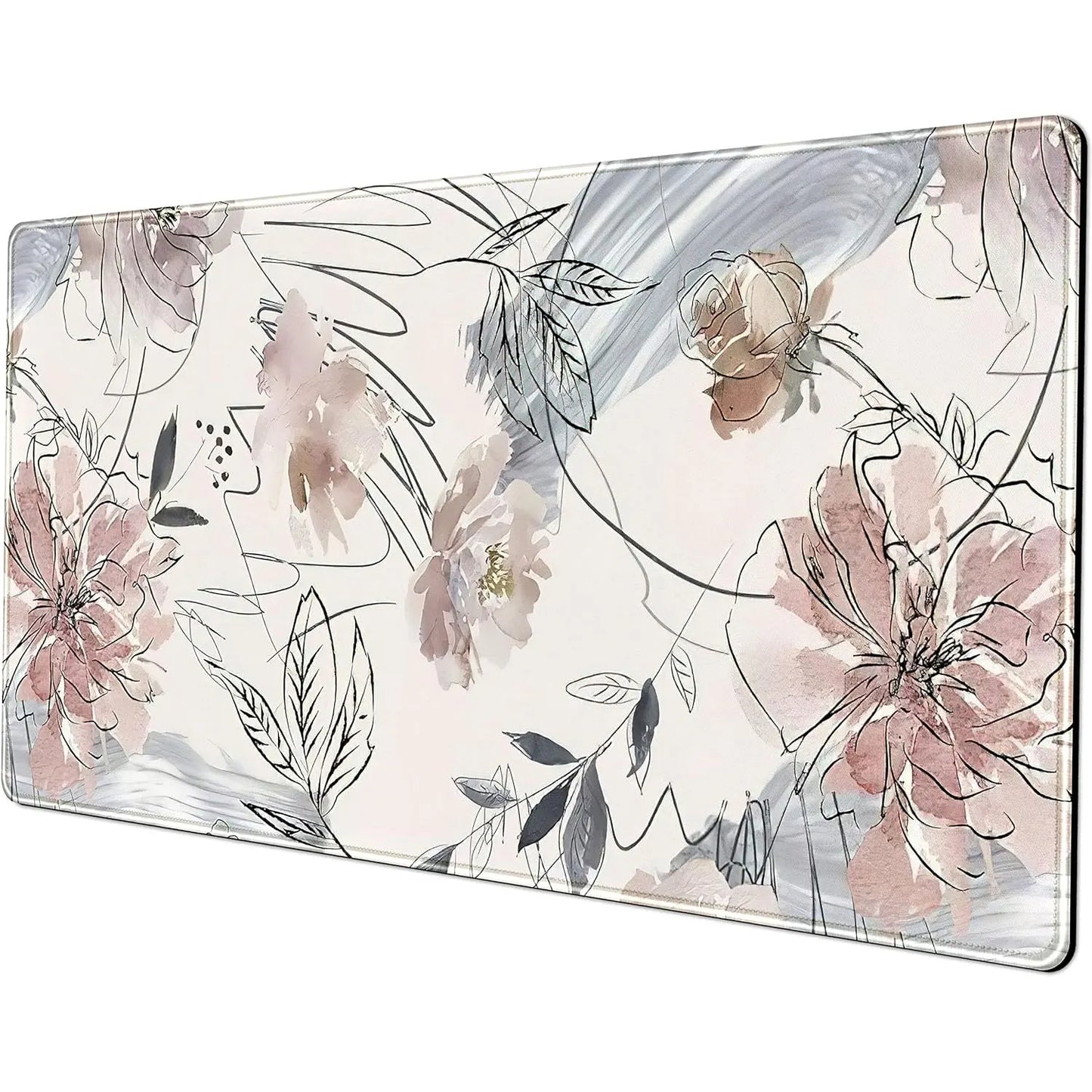 Watercolor Succulents Desk Mat,Gaming Mouse Pad Rubber Base Mousepad with Stitched Edges,Keyboard Mouse Mat for Game/Office/Home
