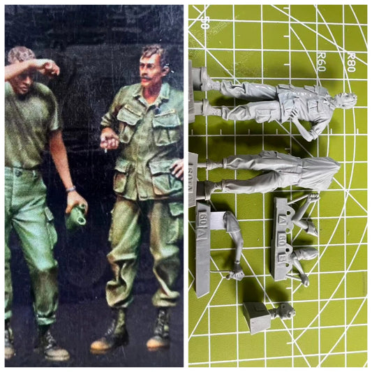 Top Secret 1/35 Cast Resin Model US Tank Driver Model 2-person Scene Model Toy Unpainted