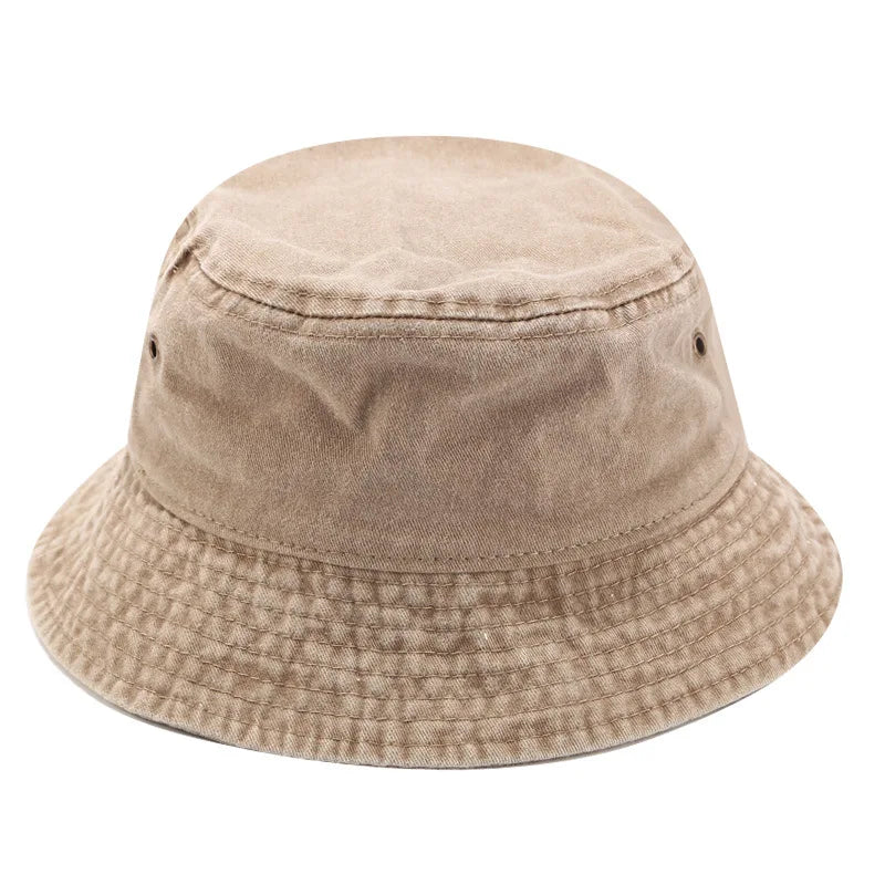 Fisherman Hat Vintage Denim Bucket Hats Outdoor Unisex Washed Cotton Panama Hats