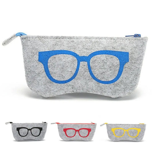 1pc Chic Soft Felt Glasses Pouch,Colorful Eye Design, Portable,Durable Fashion Glasses Case with Zipper Closure for Men & Women