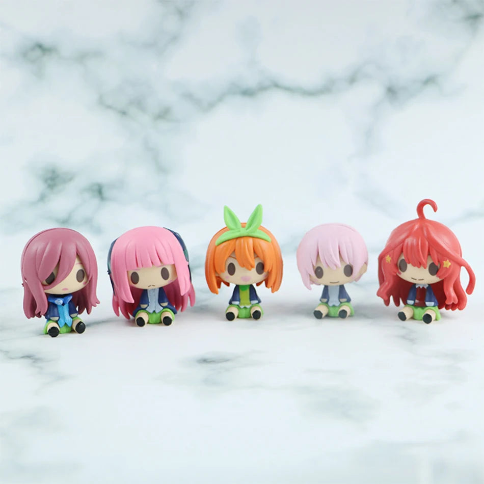 5Pcs The Quintuplets 4-5cm Mini Anime Figure Kazuhana Nino Miku Nakano Shika May