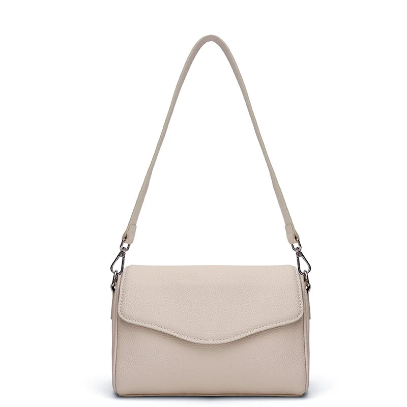 Genuine Leather Mini Crossbody Bag for Women Simple Pebbled Leather Shoulder Bag Casual Daily Small Satchels Handbag with Zipper