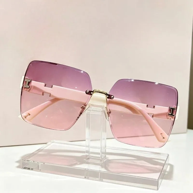 3pcs New Trendy Frameless Gradient Color with A High-end Feel for Women's Fashionable Sunglasses