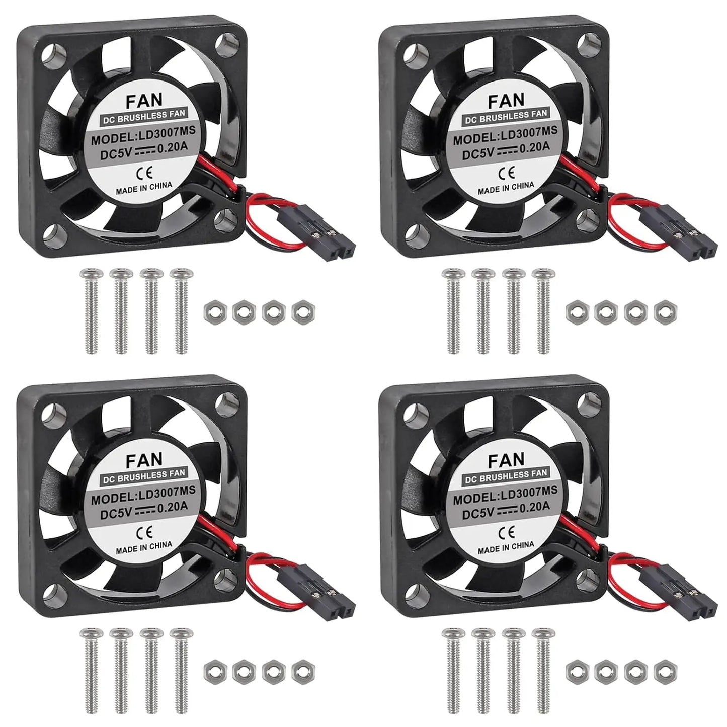 4pcs Fan for Raspberry Pi Cooling Fan Brushless CPU Cooling Fan Cooler Radiator Connector Separating One-to-Two Interface 3.3V 5