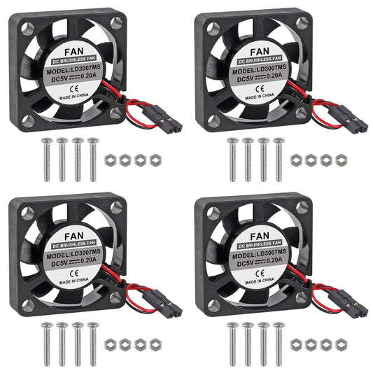 4pcs Fan for Raspberry Pi Cooling Fan Brushless CPU Cooling Fan Cooler Radiator Connector Separating One-to-Two Interface 3.3V 5