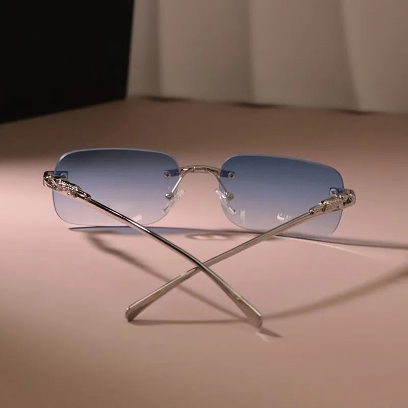 Retro Rimless Fashion Glasses for Men And Women - Simple Style PC Mirror Lens Ideal for And Everyday Wear