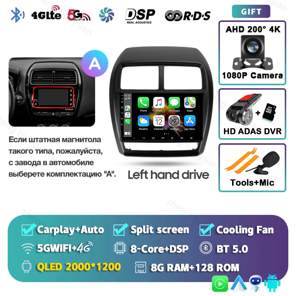 For Mitsubishi ASX 1 2016 - 2023 Android 15 CarPlay Auto Car Radio Multimedia Video Player Navigation stereo GPS carplay+auto