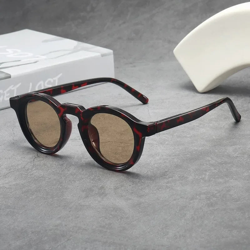 JNPCXI New Round Sunglasses Women Men Punk Shades Retro Trending Sun Glasses Clear Lens Frame UV400 Female