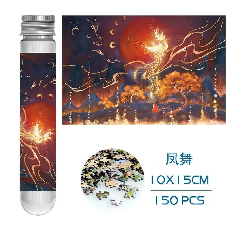 Mini Test Tube Jigsaw Puzzle 150pcs Chinese Style Painting Jigsaw Decompress Toy Educational Game