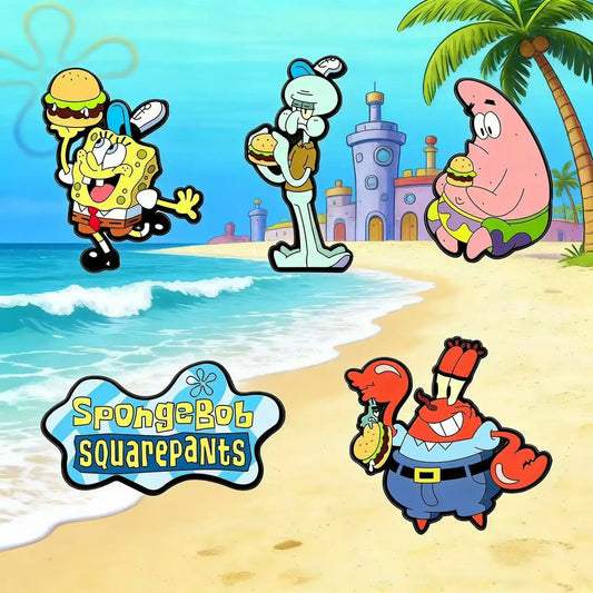 5pcs Sponge SquarePants Enameled Brooches Metal Badges Cute Jewelry Set for Bag Clothing Backpack Accessorizing Ideal Gift