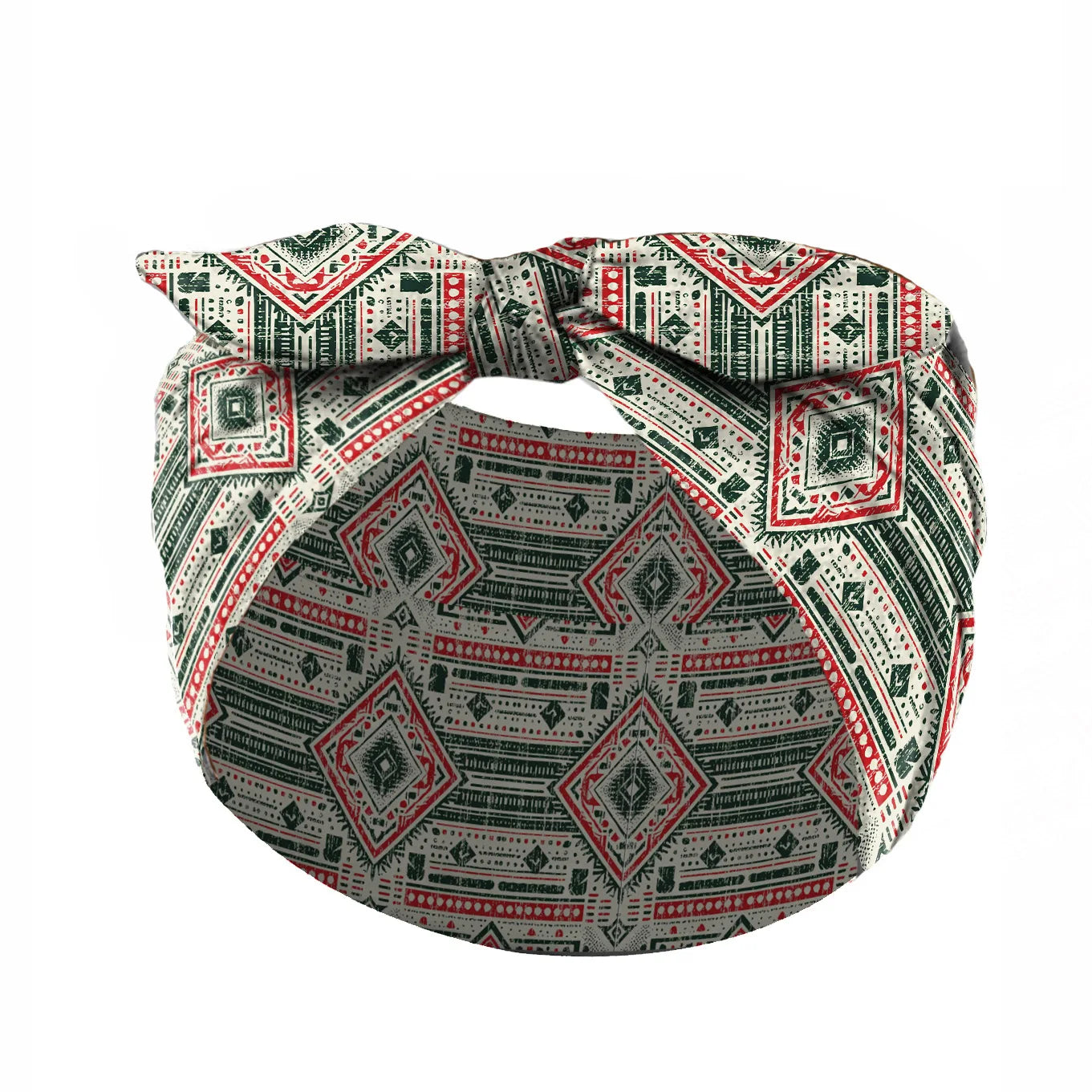 Widening Bohemian style printed front knot rabbit ear elastic headband
