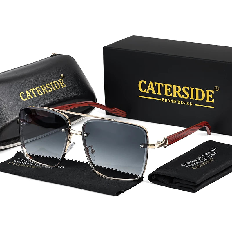 CATERSIDE New Retro Pilot Men's Prescription Sunglasses High Quality Metal Large Frame Women's Fashion Optical Sunglasses UV400