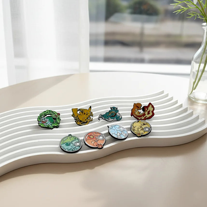 8 Pcs Anime The Pokemon Cartoon Brooch Christmas Character Enamel Pin Backpack Clothing Jewelry Metal Badge Accessories Gift