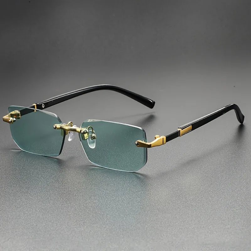Fashionable Retro Square Unisex Frameless Sunglasses UV Protection Street Style Versatile Slimming Design for Men And Women