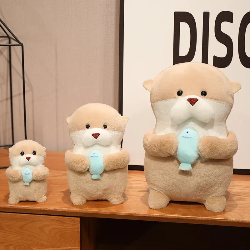 2 Sizes Kawaii Otter Plush Toys Soft Sea Otter Stuffed Animals Plushies Cute Brown Otter Plush Doll Birthday Gift For Children